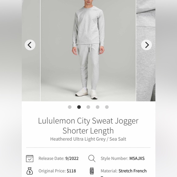 Lululemon Pants City Sweat Jogger Shorter Length size XS 27” inseam - Picture 2 of 15